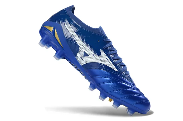 Mizuno Morelia Neo Metallic Blue White Yellow Firm-Ground Soccer Shoes