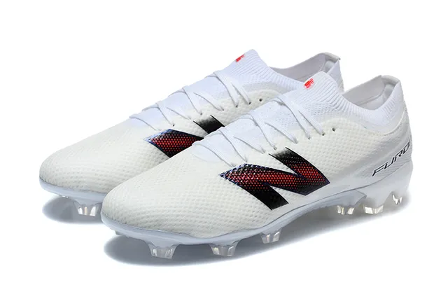 New Balance Furon White Black Low-Cut Knit-Mesh Upper Firm-Ground Soccer Shoes