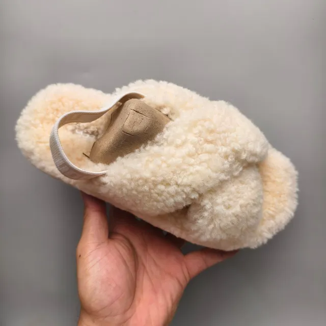 UGG Tasman Off-White Shearling Platform Slippers