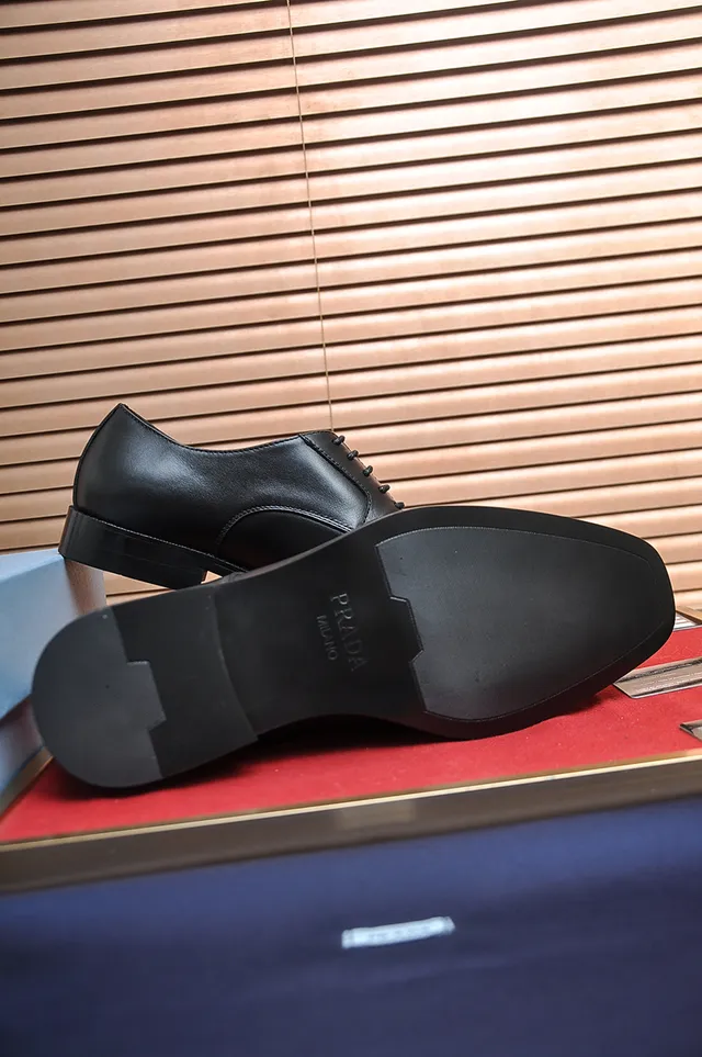 Prada Black Cap-Toe Oxford Shoes