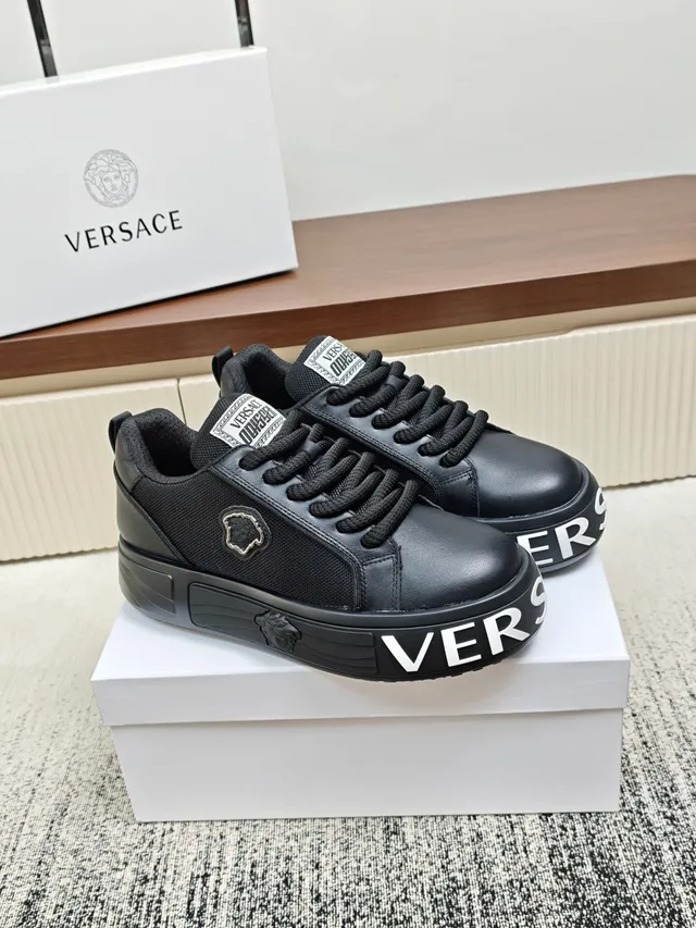 Versace Chain Reaction Black White Platform Sole Medusa Emblem Chunky Sneakers