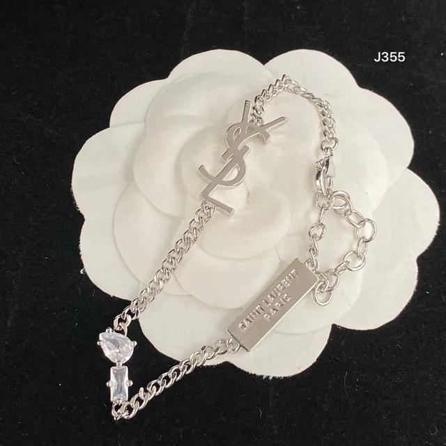 Saint Laurent Monogram Chain Silver Gold Charm Bracelet