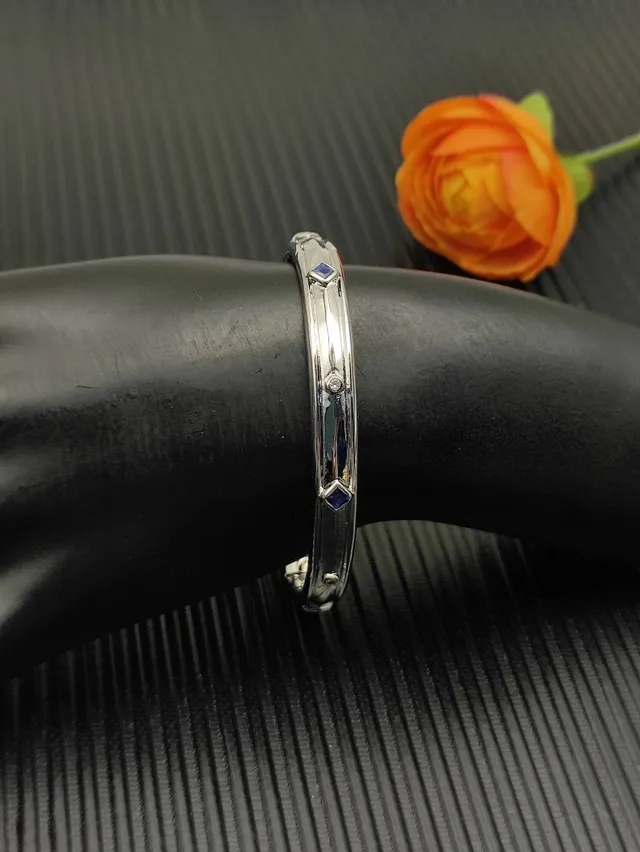 David Yurman Silver Blue Polished Geometric Lattice Cutout Bracelet