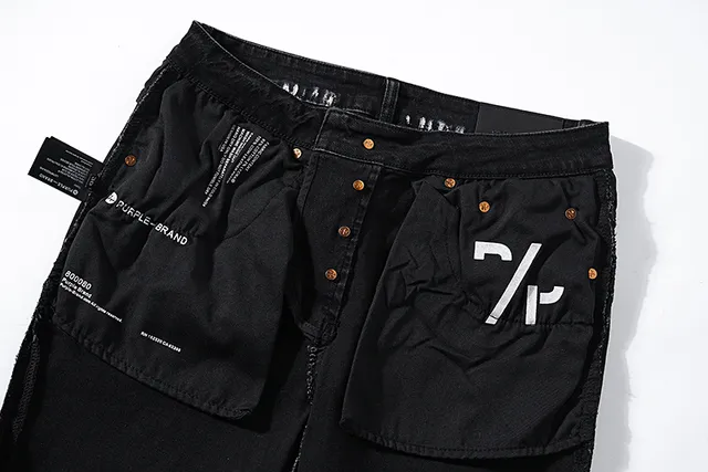 Purple Brand Distressed Paint-Splattered Black Denim Jeans