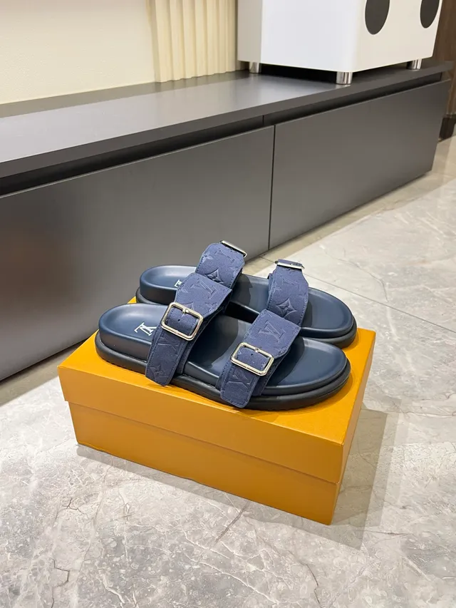 Louis Vuitton Slide Monogram Double-Strap Casual Sandals