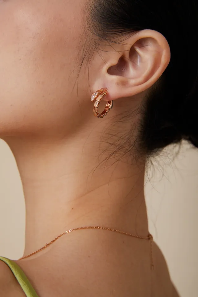 Bvlgari Serpenti Segmented Pavé Hoop Earrings