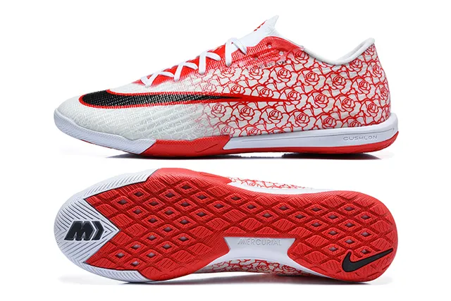 Nike Mercurial Red White Low-Cut Synthetic Upper Indoor Soccer Shoes
