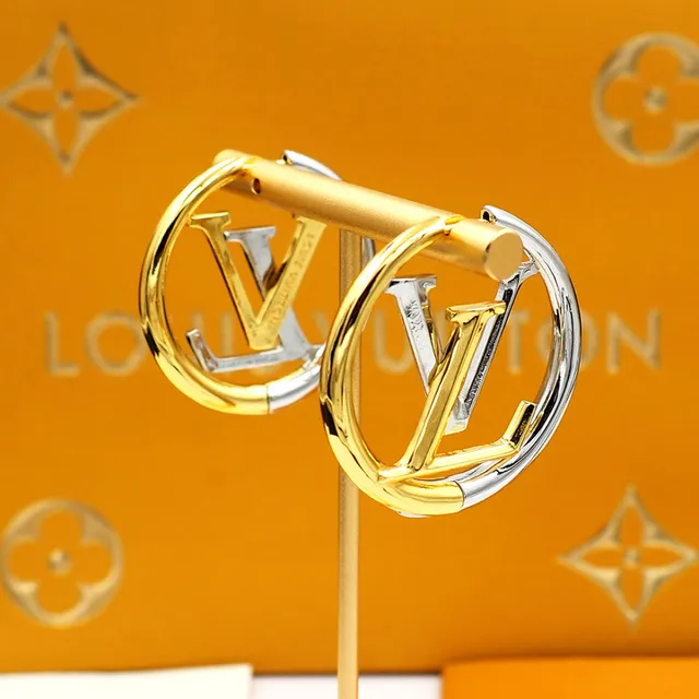 Louis Vuitton LV Circle Hoop Two-Tone Gold Silver Earrings