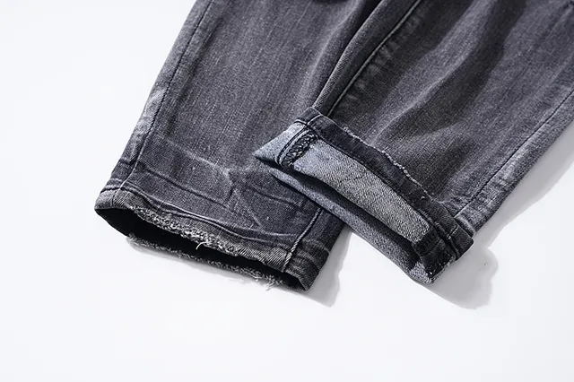 Purple Brand Distressed Slim-Fit Washed Gray Jeans
