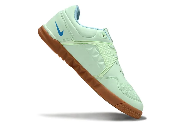 Nike Green Blue Low-Top Leather Upper Indoor Soccer Shoes
