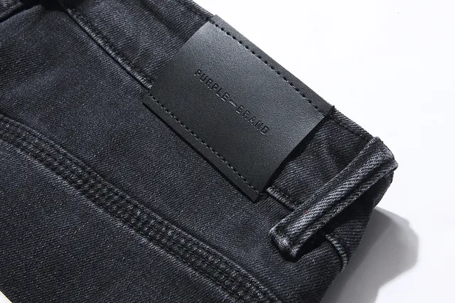 Purple Brand Distressed Slim-Fit Faded Black Jeans