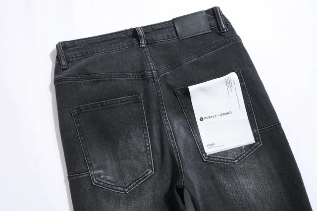 Purple Brand Distressed Slim-Fit Faded Black Jeans