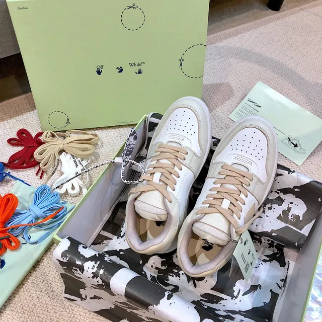 Off-White Beige Deconstructed Layered Panel Lifestyle Sneakers