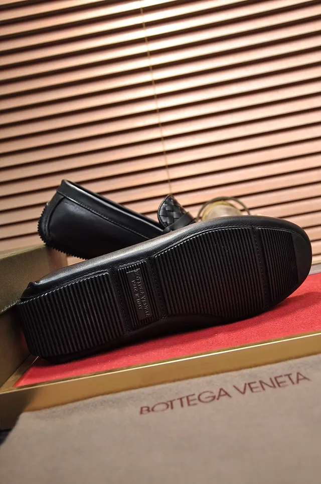 Bottega Veneta Black Intrecciato Woven Vamp Penny Strap Loafer