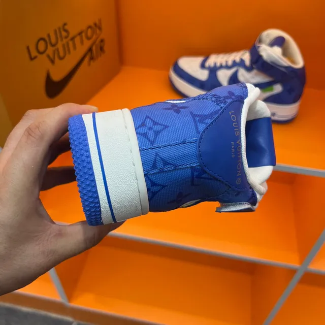 Nike x Louis Vuitton Air Force 1 High Blue Monogram Lifestyle Sneakers