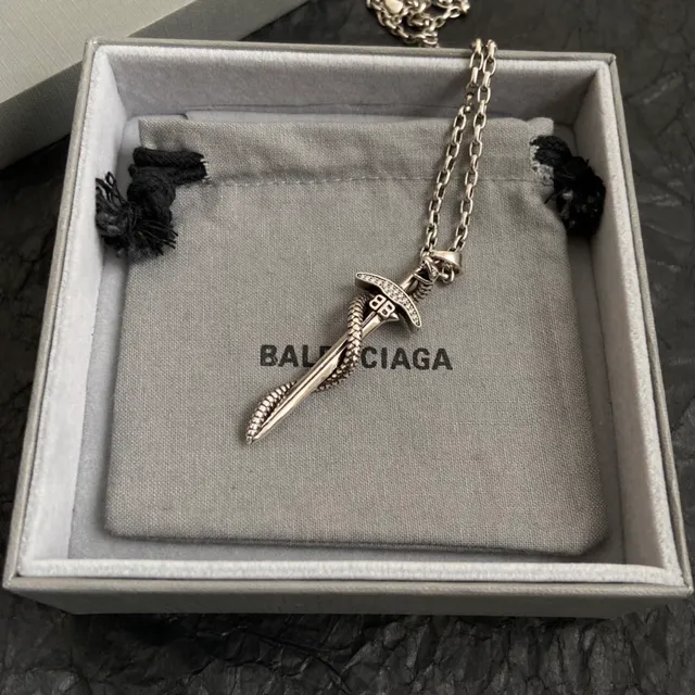 Balenciaga Sword and Serpent Pendant Necklace