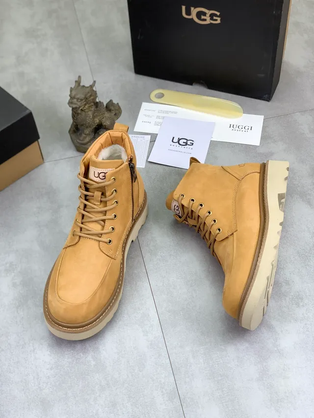 UGG Tasman Beige White Suede Upper Lace-Up Front Work Boots