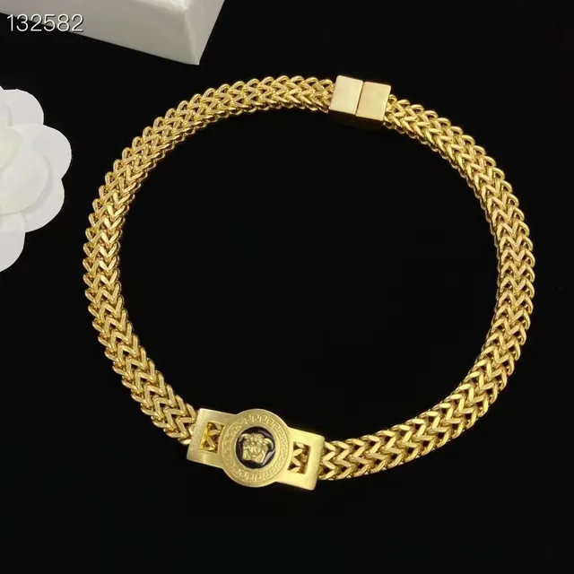 Versace Chain Reaction Gold-Tone Braided Chain Necklace