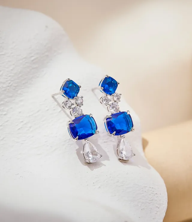 Green and Clear Multi-Stone Cascade Drop Earrings