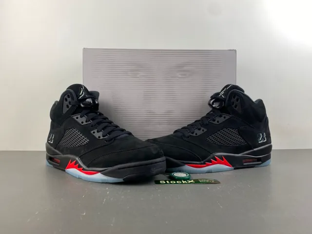 Air Jordan 5 Black Red Lightning Bolt Basketball Shoes