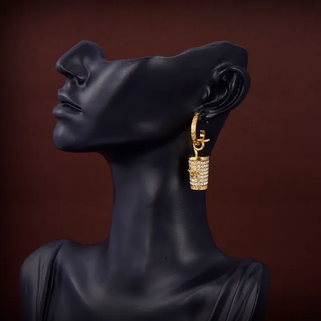 Gold-Tone Pavé-Crystal Cylinder Hoop Earrings