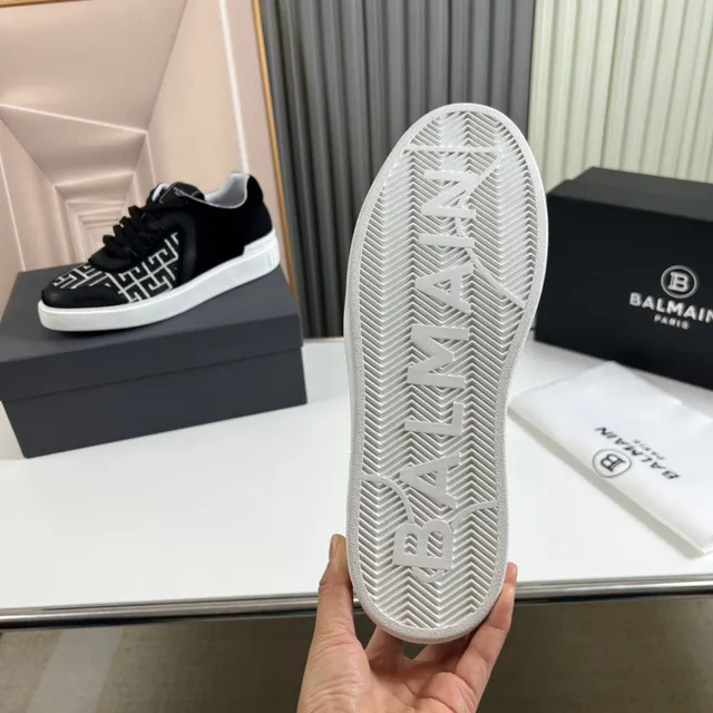 Balmain Le City Black White Monogrammed Side Panel Sculpted Overlays Lifestyle Sneakers