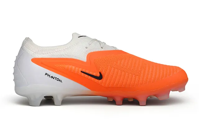 Nike Phantom GT Orange White Knit Upper Asymmetrical Lacing Firm-Ground Soccer Shoes