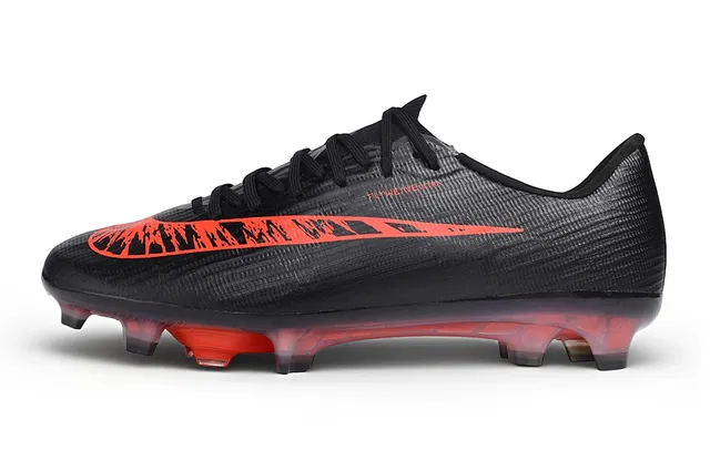Nike Black Red Flyweave Upper Translucent Outsole Firm-Ground Soccer Shoes