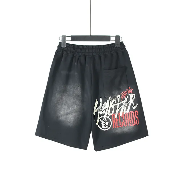 Hellstar Graphic-Print Relaxed-Fit Black Shorts
