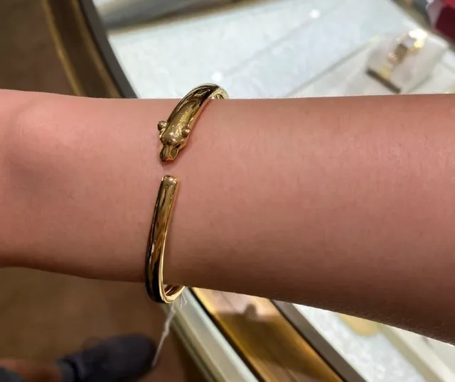 Cartier Panthère Gold Silver Open Bangle Panther Head Terminals Bracelet