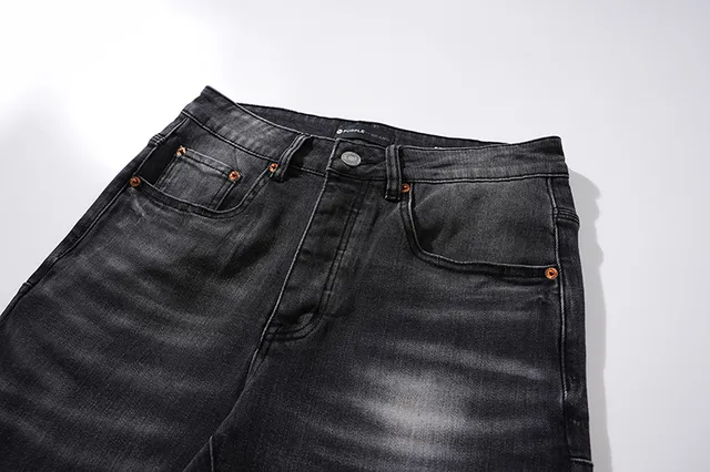 Purple Brand Distressed Black Wash Slim-Fit Jeans