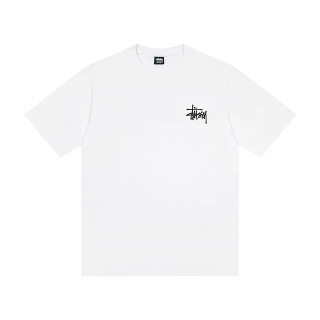 Stussy Stock Logo White and Black T-Shirt