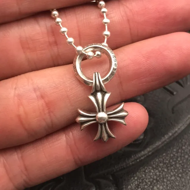 Chrome Hearts Cross Pendant Ball Chain Necklace