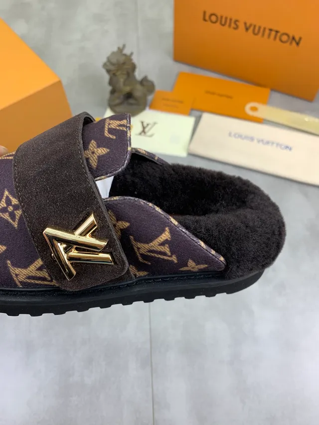 Louis Vuitton Purple Black Monogram Canvas Shearling-Lined Casual Shoes