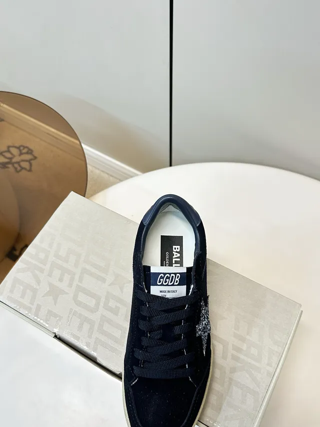 Golden Goose Ball Star Navy Suede Glitter Star Lifestyle Sneakers