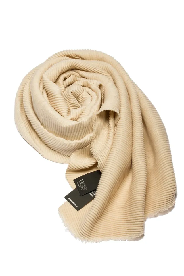 UGG Ribbed Beige Cashmere Scarf