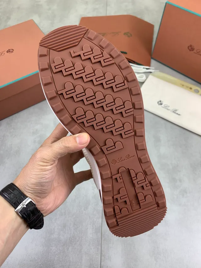 Loewe Beige Brown Knit Upper Thick White Midsole Lifestyle Sneakers