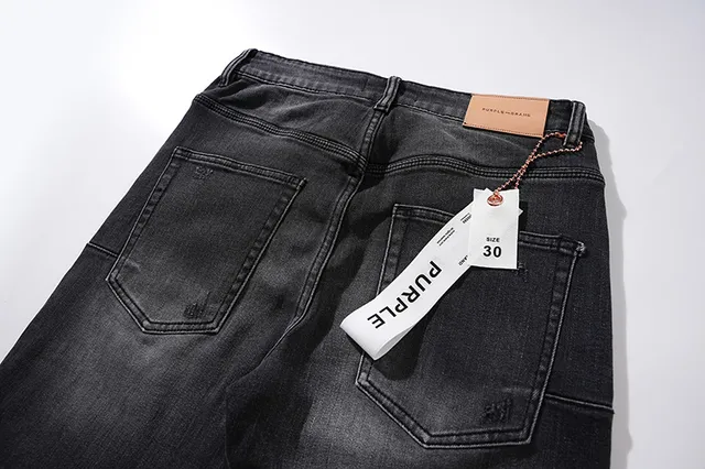 Purple Brand Distressed Black Wash Slim-Fit Jeans