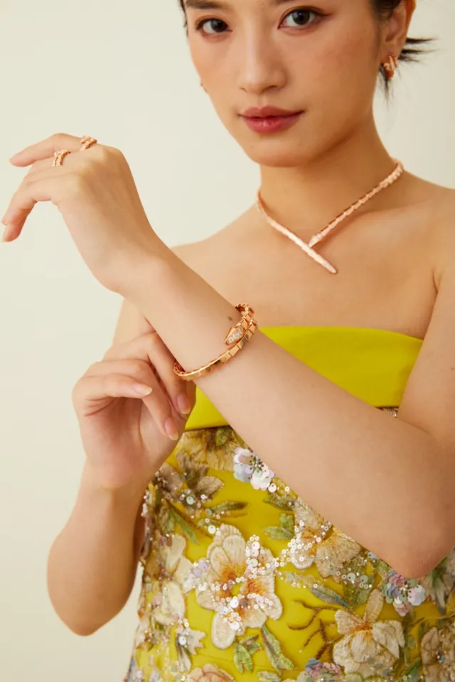 Bvlgari Serpenti Rose Gold Pavé Diamond Snake Bracelet