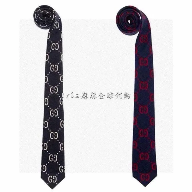 Gucci GG Monogram Navy and Red Necktie