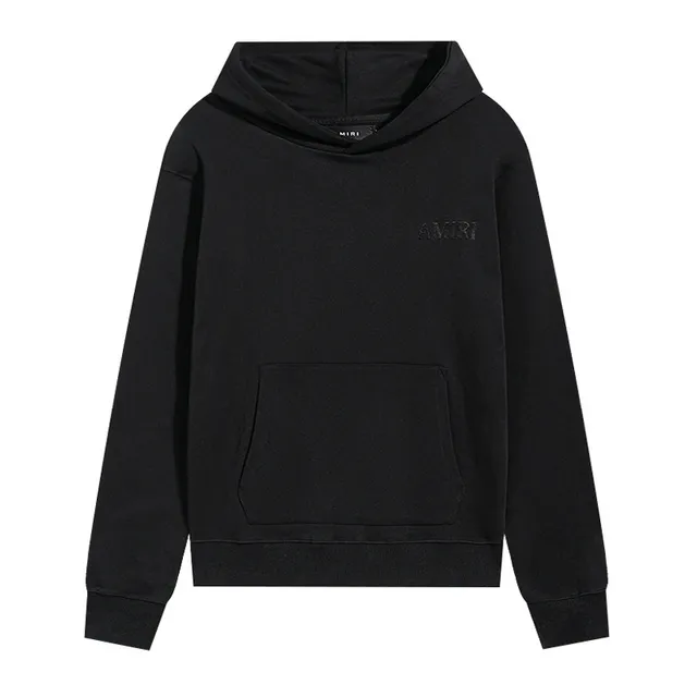 AMI Paris Black Gray Minimalist Tonal Logo Hoodie