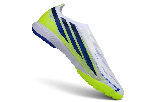 Adidas White Navy Low-Cut Sock-Fit Upper Molded Rubber Studs Turf Soccer Shoes