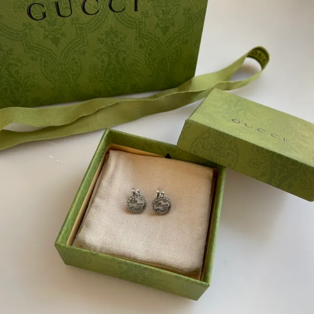 Gucci GG Marmont Laurel Wreath Interlocking G Stud Earrings