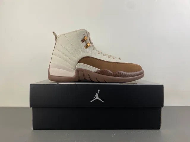 Air Jordan 12 Off-White and Brown Leather Basketball Shoes