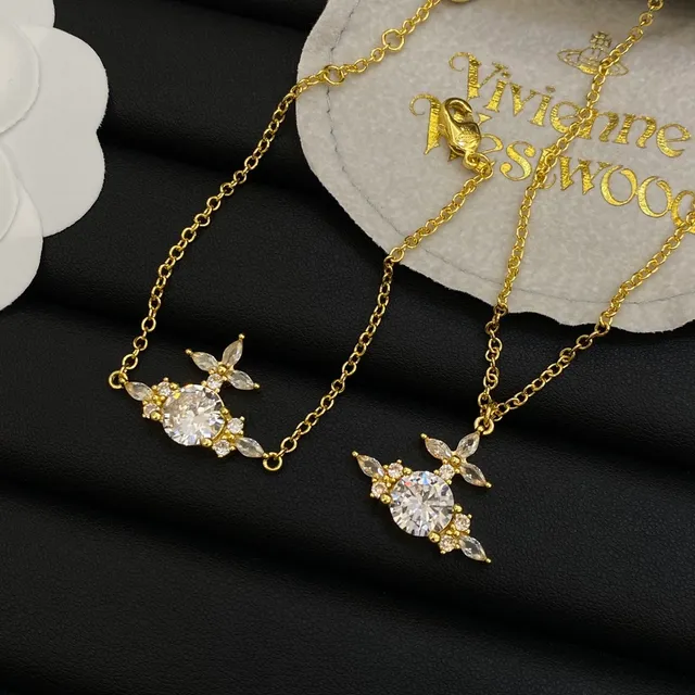 Vivienne Westwood Classic Orb Gold Transparent Chain Pendant Necklace