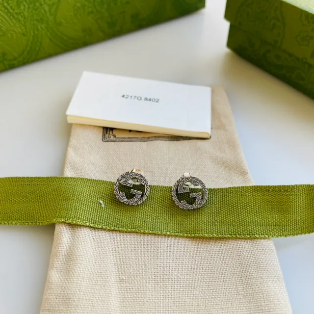 Gucci GG Marmont Laurel Wreath Interlocking G Stud Earrings