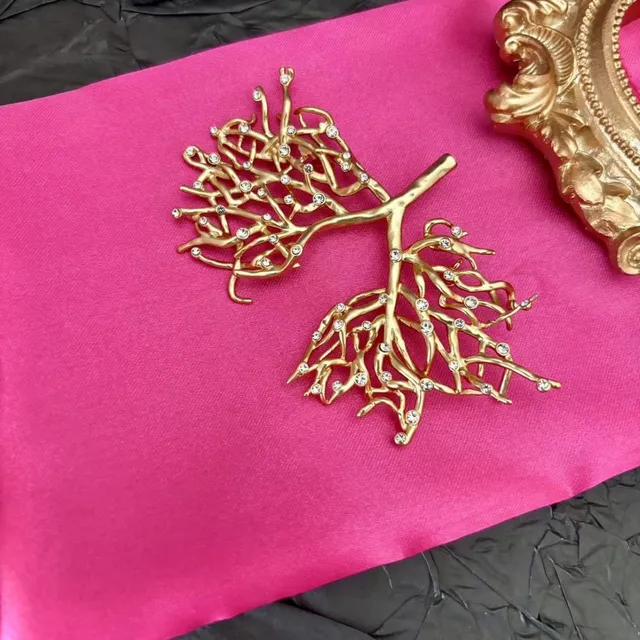 Gold-Toned Crystal Tree Brooch