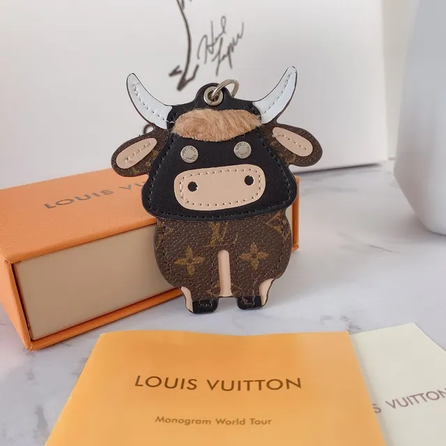 Louis Vuitton Cow Charm Brown Black Monogram Canvas Tote Bag