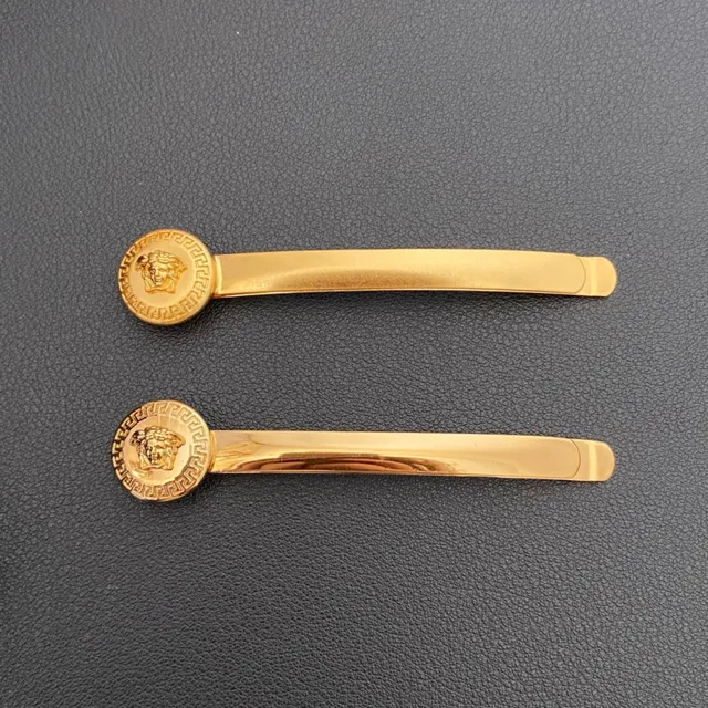 Versace Medusa Head Gold Tone Hairpin Brooch