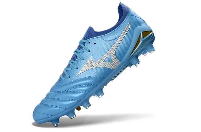 Mizuno Morelia Neo Light Blue Silver Gold Firm-Ground Soccer Shoes